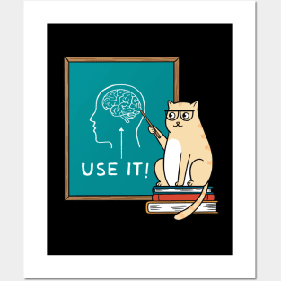 Cat and brain Posters and Art